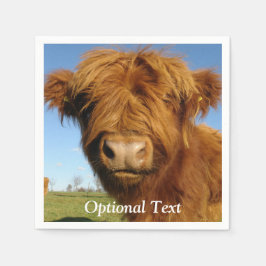 Fluffy Scottish Highland Cow - Blue Sky Serviette