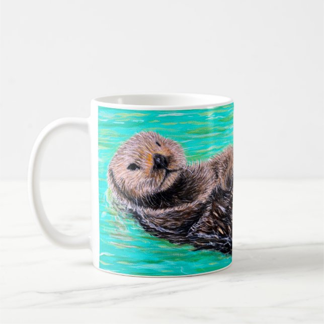 Fluffy Sea Otter Painting Kaffeetasse (Links)