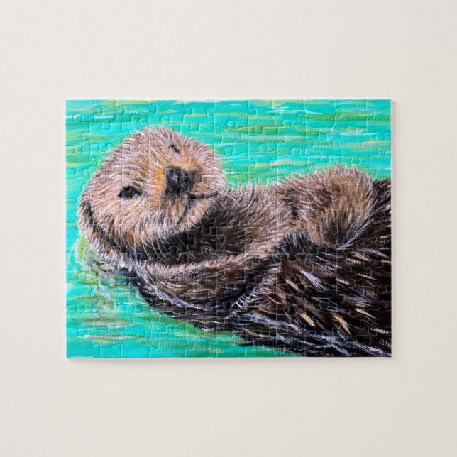 Fluffy Sea Otter Painting Puzzle (Horizontal)