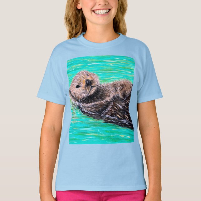 Fluffy Sea Otter Painting T-Shirt (Vorderseite)