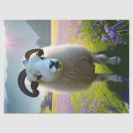 Fluffy Sheep Feld von violetten Blumen Seidenpapier
