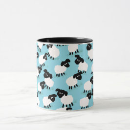 Fluffy Sheep on Baby Blue Tasse