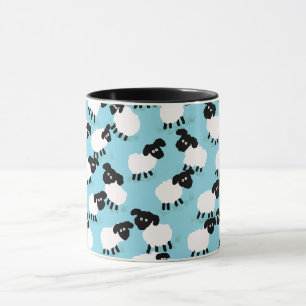 Fluffy Sheep on Baby Blue Tasse