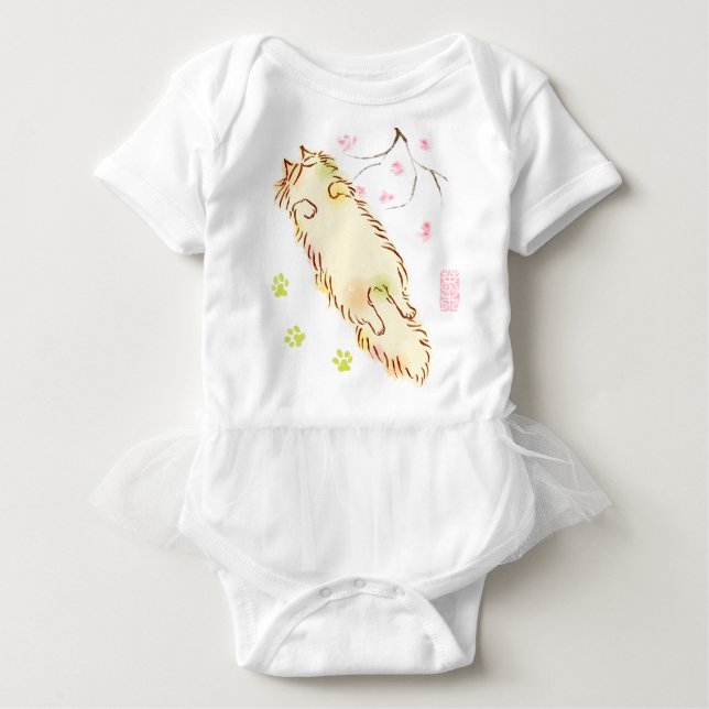 Fluffy Sleepy Cat Baby T-shirt (Vorderseite)