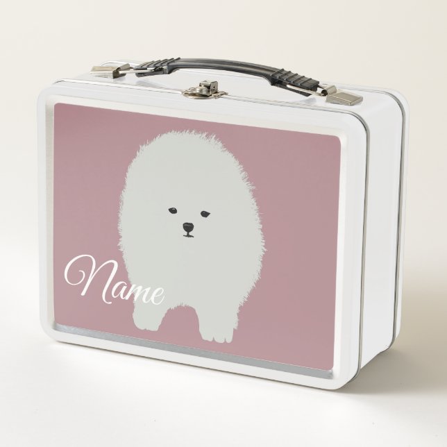 Fluffy Spitz Dog Metall Brotdose (Vorderseite)