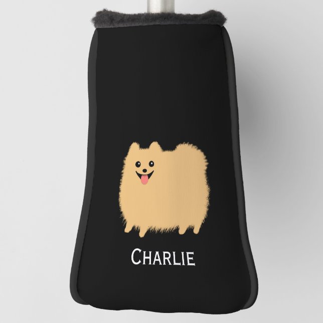 Fluffy Spitz Niedlicher Hund mit Individuelle Name Golf Headcover (Rotieren 90)