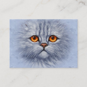 Fluffy Tabby Cat Kitten Face Light Grau Visitenkarte
