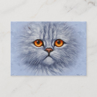 Fluffy Tabby Cat Kitten Face Light Grau Visitenkarte