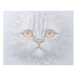 Fluffy Tabby Cat Kitten Face Light Gray Notizblock