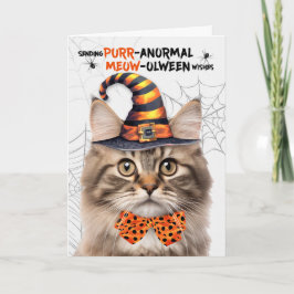 Fluffy Tabby Halloween Cat PURRanormal MEOWolween Feiertagskarte