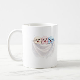 Fluffy Trio in Panic – Cute Pastel Creatures  Kaffeetasse
