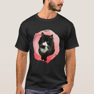 Fluffy Tuxedo Katze in rosa Fluff T-Shirt