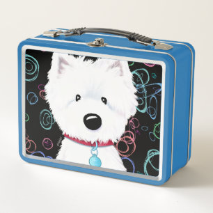 Fluffy Westie Color Metal Lunch Box
