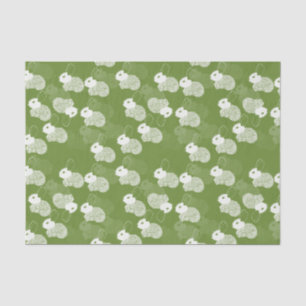 Fluffy White Bunnies auf Green Seidenpapier