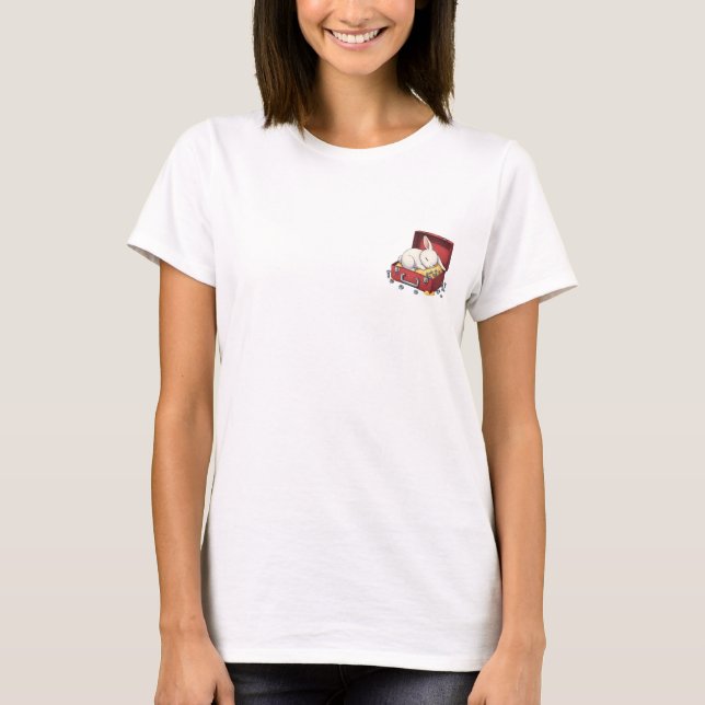 Fluffy White Bunny Sleeping Inside Rustic Red Tool T-Shirt (Vorderseite)