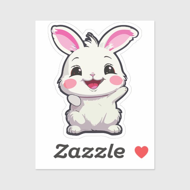Fluffy White Rabbit Vinyl Sticker (Blatt)