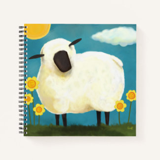 Fluffy White Sheep & Blume Notizbuch