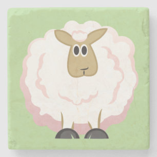 Fluffy White Sheep Steinuntersetzer