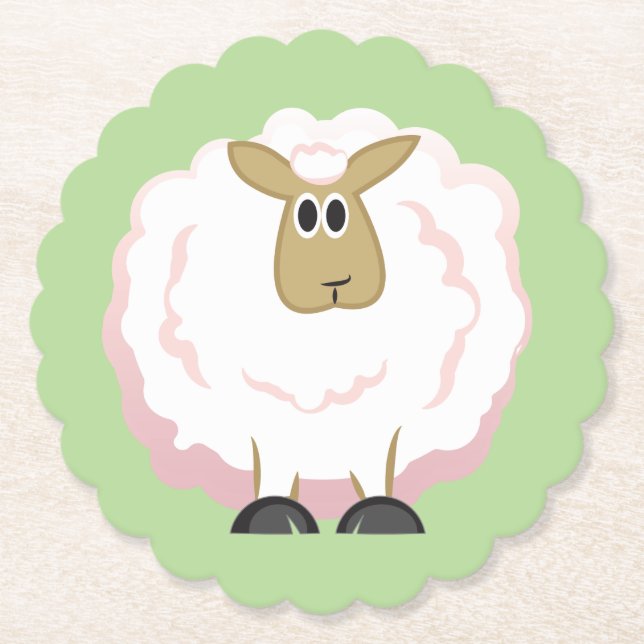 Fluffy White Sheep Untersetzer (Vorderseite)