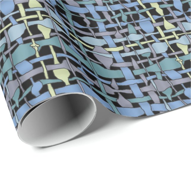 Fluffy Woven Graphic Burlap Blue Geschenkpapier (Rolleneckpunkt)