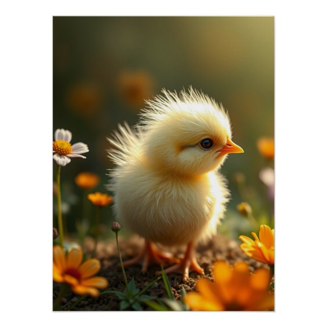 Fluffy Yellow Chick Art Poster (Vorderseite)