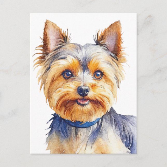 Fluffy Yorkshire Terrier Soft und Gentle Dog Art Postkarte (Vorderseite)