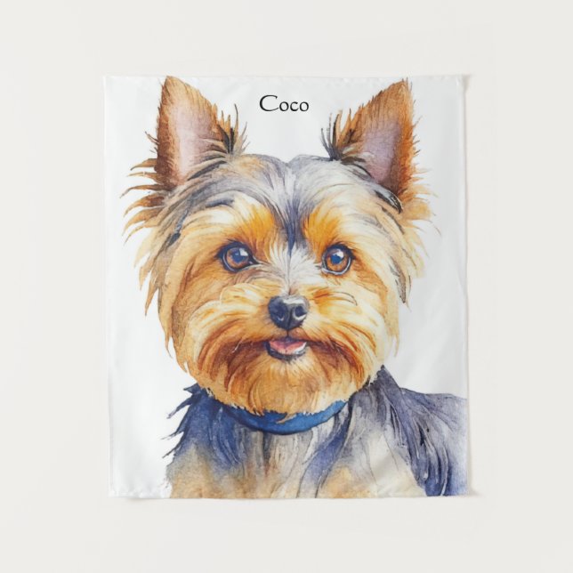 Fluffy Yorkshire Terrier Soft und Gentle Dog Art Wandteppich (Vorderseite)