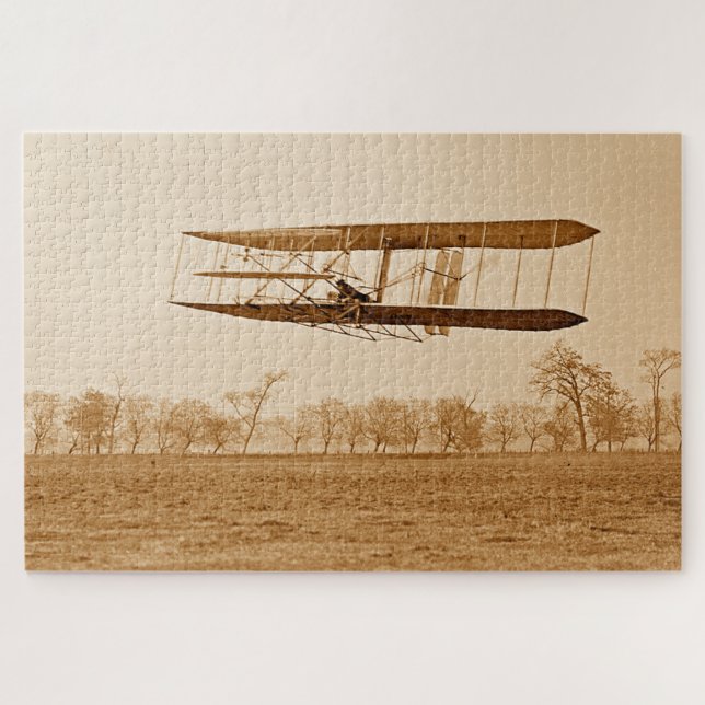 Flug 85 Orville Wright Bi-Flugzeug C 1904 Sepia Puzzle (Horizontal)