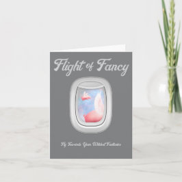 Flug der Fantasie-Schweine, die am Flugzeugfenster Karte