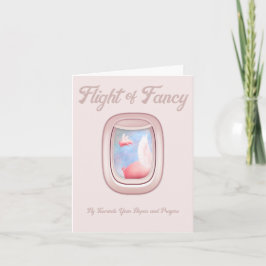 Flug der Fantasie-Schweine, die am Flugzeugfenster Karte