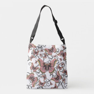 Flug der rosa Schmetterling Crossbody Tasche