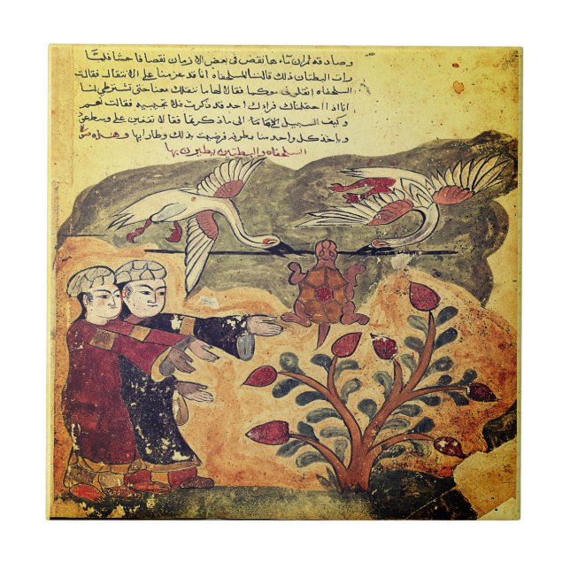 Flug der Schildkröte Indische Renaissance-Fabel Fliese (Vorderseite)