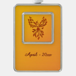 Flug eines Phoenix mit Name und Datum Rahmen-Ornament Silber