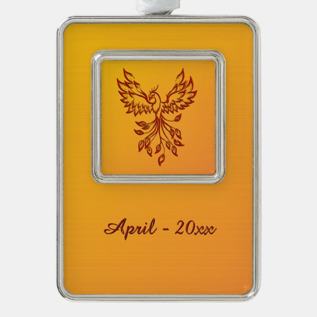 Flug eines Phoenix mit Name und Datum Rahmen-Ornament Silber (Vorderseite)