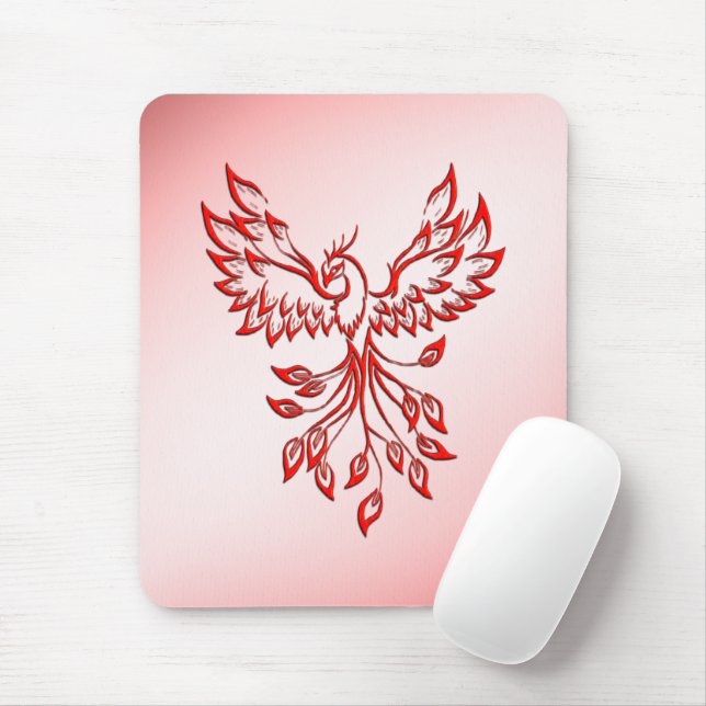 Flug eines Phönix Rot auf Rosa Mousepad (Mit Mouse)