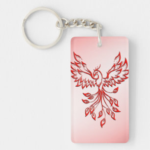 Flug eines Phönix Rot auf Rosa Schlüsselanhänger
