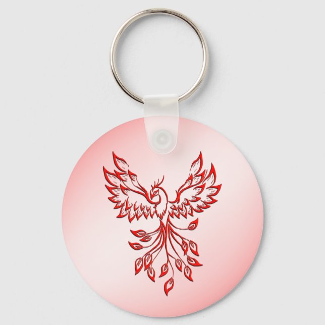 Flug eines Phönix Rot auf Rosa Schlüsselanhänger (Vorderseite)