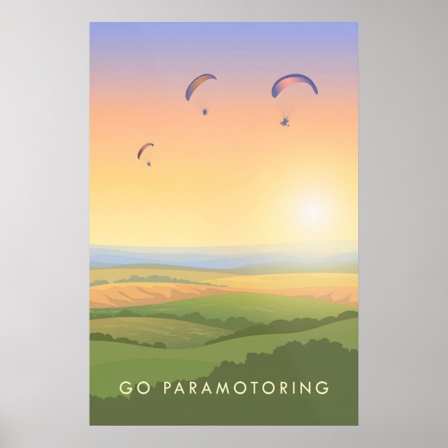 Flug mit Paramotor Reiseplakat Poster (Vorne)