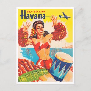 Flug nach Havanna Vintage-Reisepostkarte Postkarte