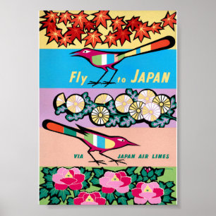 Flug nach Japan Vintage-Reiseplakat restauriert Poster