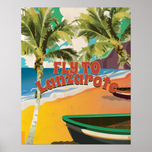 Flug nach Lanzarote Vintage Poster