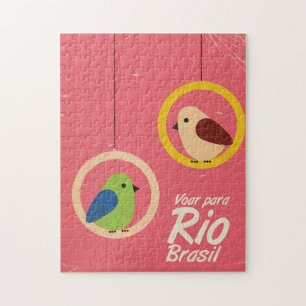Flug nach Rio, Brasilien Reiseposter. Puzzle