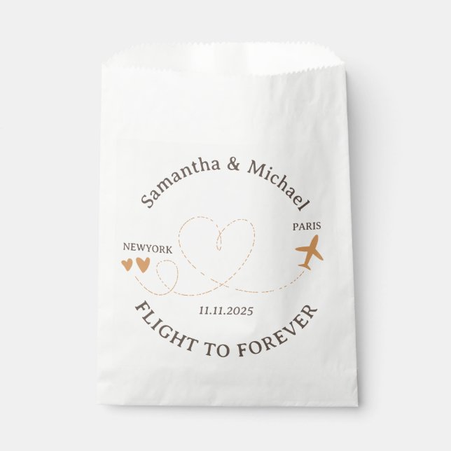 Flug Reise vorbereiten Geschenk Hochzeit Geschenktütchen (Vorderseite)