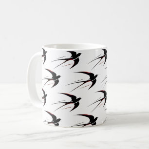 Flug Schwarze Schwalben Muster Kaffeetasse