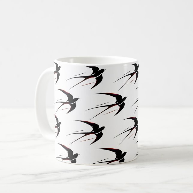 Flug Schwarze Schwalben Muster Kaffeetasse (Vorderseite Links)