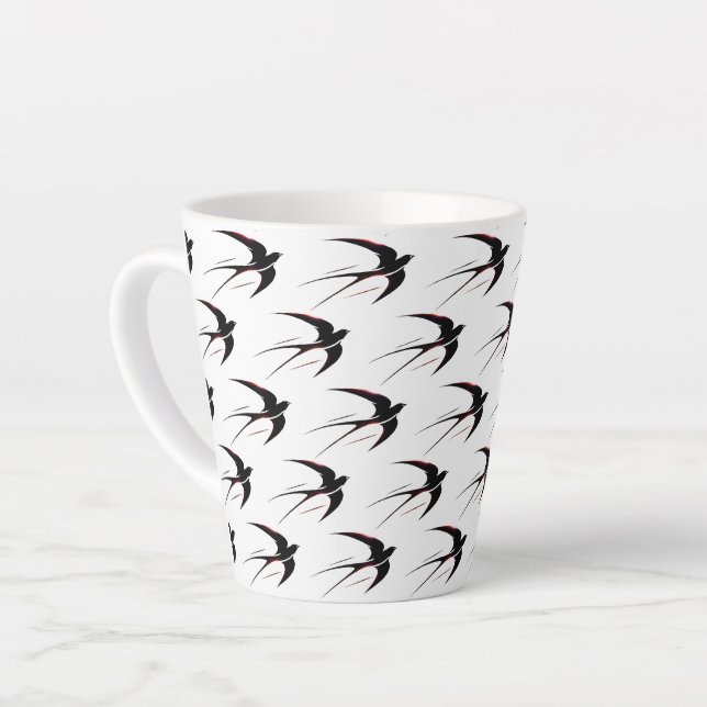 Flug Schwarze Schwalben Muster Milchtasse (Linke Ecke)