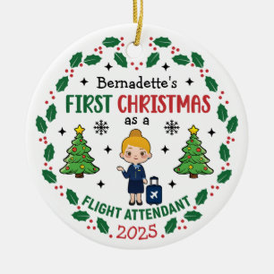Flugbegleiter Erste Weihnachten Personalisiert Keramik Ornament