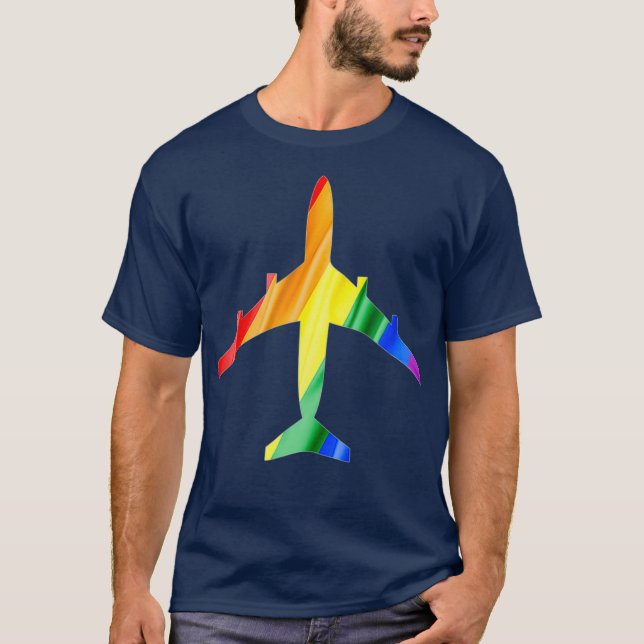 Flugbegleiter für den Rainbow Gay Flag T-Shirt (Vorderseite)
