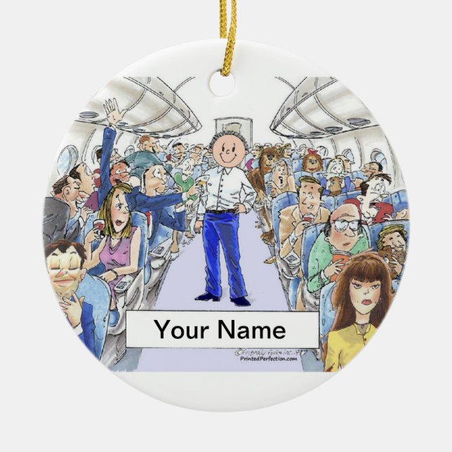 Flugbegleiter - Mann Keramikornament (Vorne)