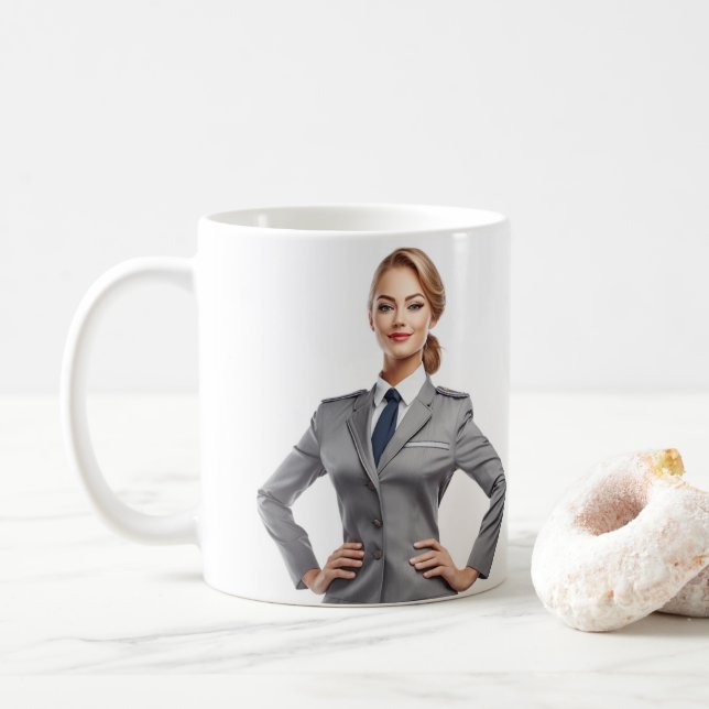 Flugbegleiter personalisiertes Mug-Geschenk Kaffeetasse (Mit Donut)